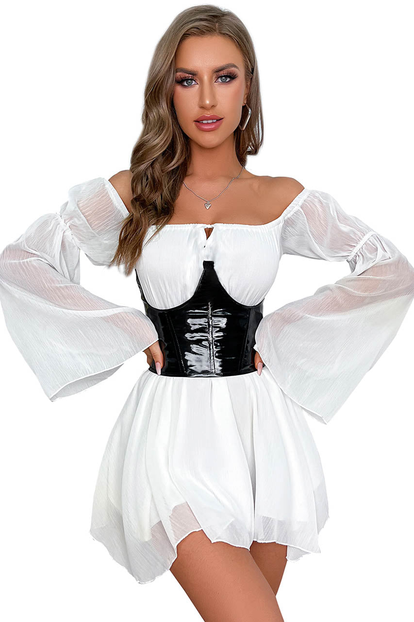 3wishes.com Apparel & Accessories > Clothing > Underwear & Socks > Shapewear - 3wishes Plus Size Black Vinyl Corset: Figure-Enhancing Shapewear - Prem 3wishes.com